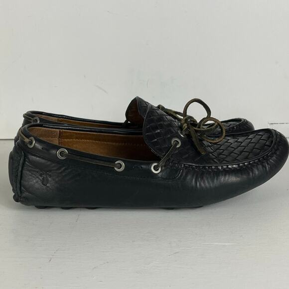 Frye Loafers Mens Size 10.5 Russe Black Woven Leather Slip On Casual Shoes main image 4